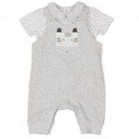 E13307:  Baby Unisex Zebra Ribbed Dungaree & T-Shirt Outfit (0-6 Months)